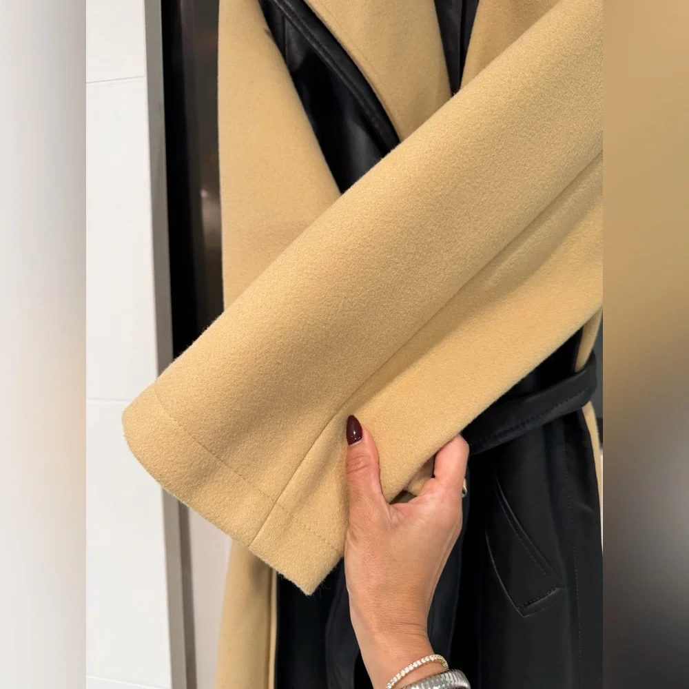 Topshop Black and Tan Women's Coat - Picture 5 of 10